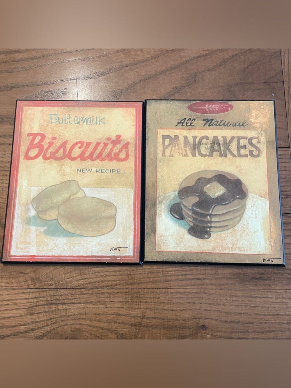 Pancake Mix and Buttermilk Biscuits Wooden Signs by Norman Wyatt